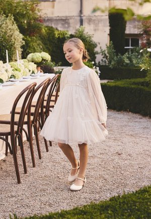 Next REGULAR FIT - 3D FLOWER LONG SLEEVE MESH FLOWER - Robe de soirée - ecru white