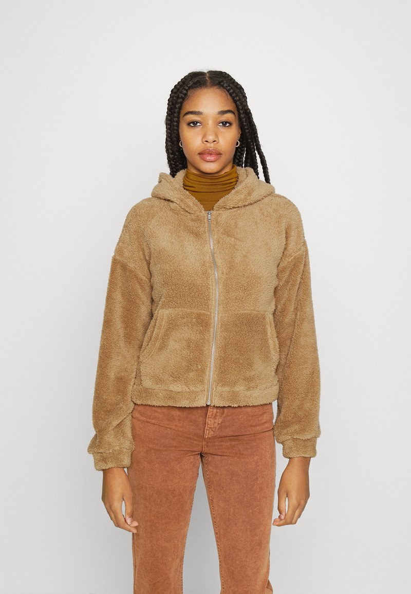 Pieces PCCARLI ZIP HOODIE - Casaco polar - tigers eye