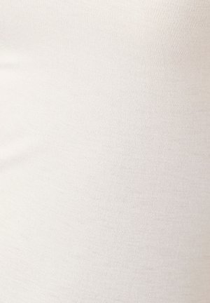 Beige, ribbelstof textuur met een gladde afwerking. Het materiaal lijkt rekbaar en duurzaam, met een solide, neutrale kleur.