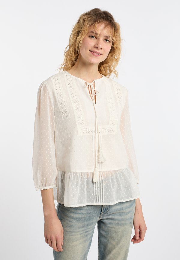 WITH LACE - Bluse - wollweiss