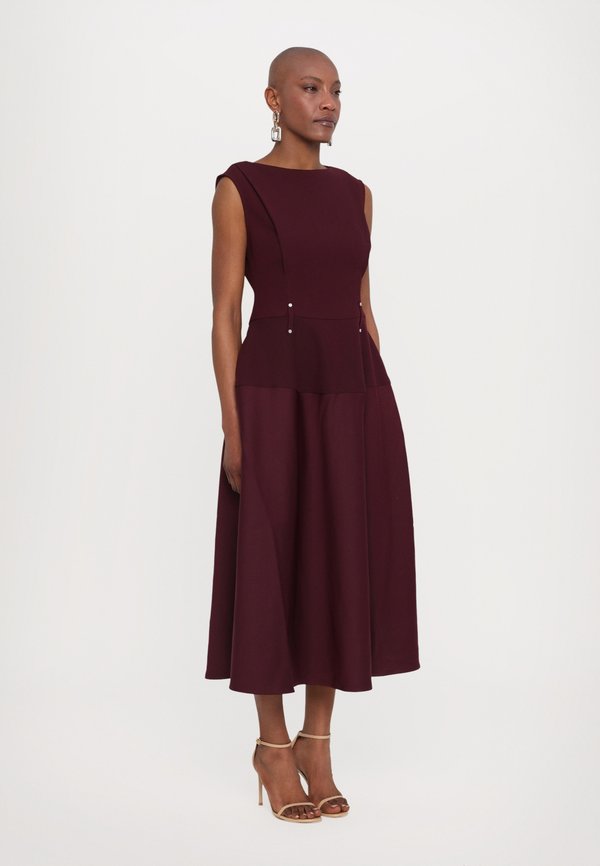 SLEEVELESS BOAT NECK MIDI DRESS - Cocktail dress / Party dress - aubergine4
