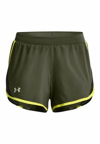 Olivgrön löpshorts med gula detaljer och meshinslag på sidorna. Har en bekväm elastisk midja och Under Armour-logotyp.