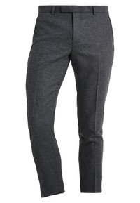 Grijze op maat gemaakte broek van textuurstof, met een vlakke voorkant, slim fit, en zijzakken, ontworpen voor een gestroomlijnde uitstraling.