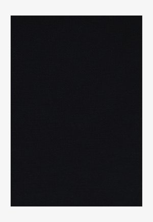 Zwarte stof met een gladde, licht getextureerde brei; consistente kleur en oppervlak gedurende het geheel, geen zichtbare patronen of accenten.