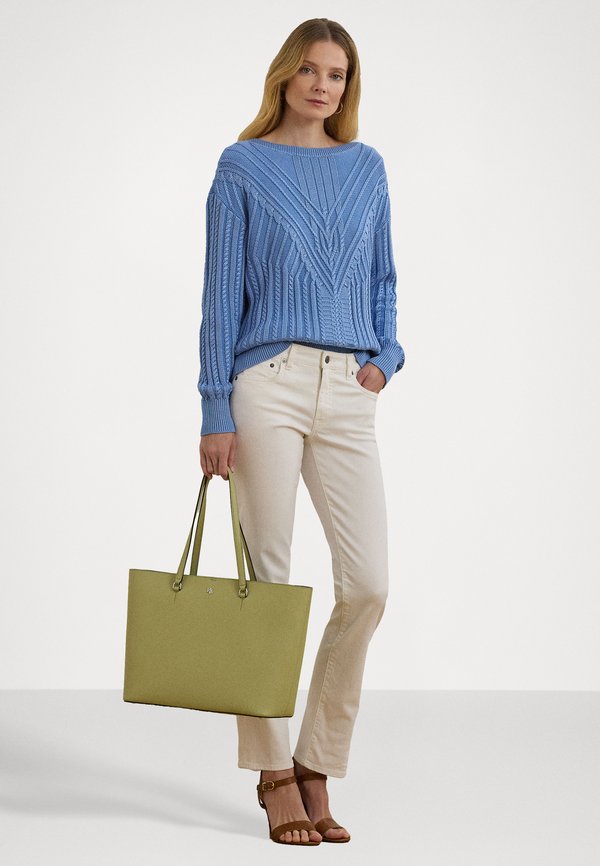 CROSSHATCH LEATHER LARGE KARLY TOTE - Tote bag - light olive