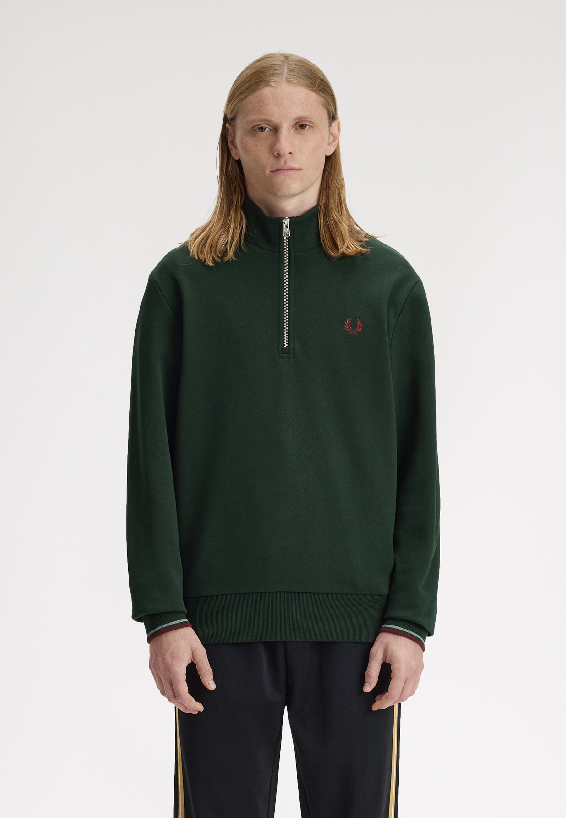 Perry Fred Perry HALF ZIP - Camisola - dark green/verde - Zalando.pt