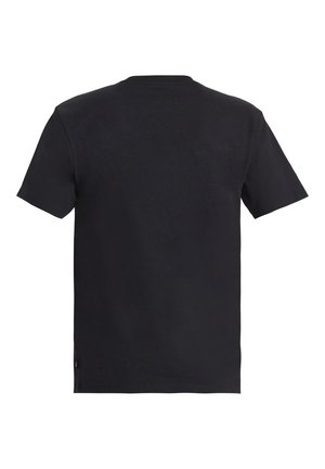 Camiseta de algodón negra de manga corta, con un escote redondo y un corte recto. No presenta patrones ni gráficos visibles.