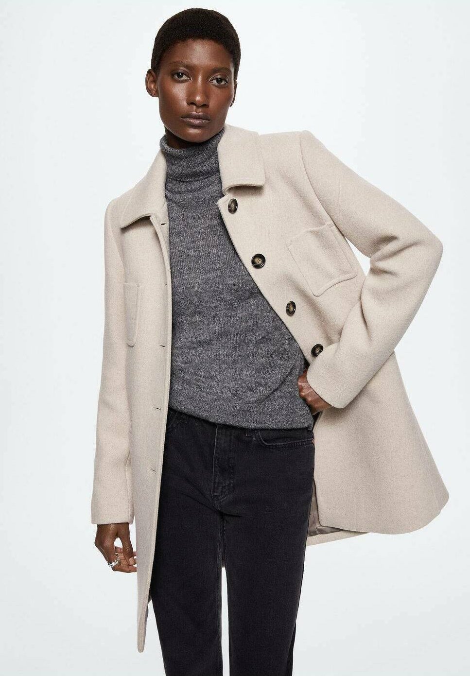 Mango DALI - Short coat - kremowy écru 