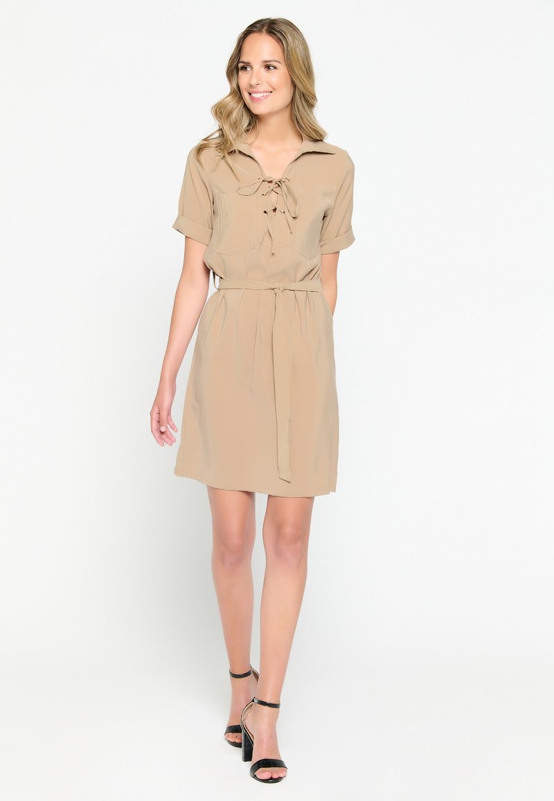 Damen Freizeitkleider | LolaLiza Blusenkleid beige - MJ74053 Damen Freizeitkleider | LolaLiza Blusenkleid beige - MJ74053