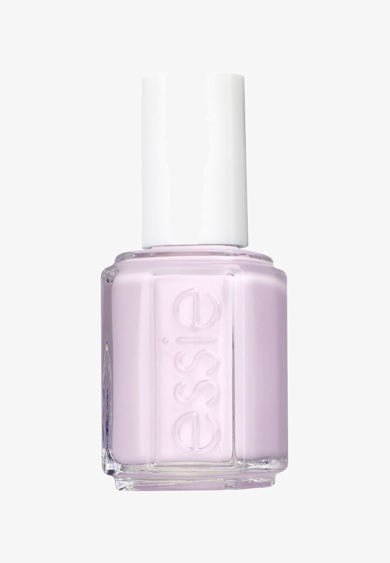Smalto Essie in una bottiglia di vetro quadrata, con un tappo bianco. La tonalità è un lavanda morbido con una consistenza liscia e cremosa.