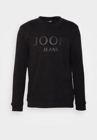 Sweat-shirt noir à manches longues avec col rond et logo "JOOP! JEANS" imprimé en gris foncé sur le devant.