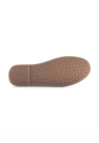 Bruine rubberen zool van de schoen met een patroon ontwerp met kronkels en groeven voor grip. Inclusief het "Gabor" merk in het midden.