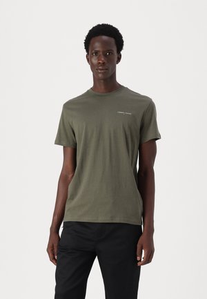 Tommy Jeans SLIM LINEAR CHEST TEE - Lihtne T-särk - fatigue green