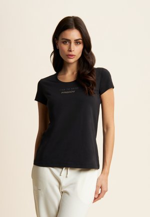 STRETCH CON GRAFICA BICOLORE - Camiseta estampada - nero