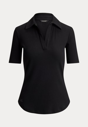Lauren Ralph Lauren, RIB ELBOW SLEEVE POLO TEE - Pólóing - black