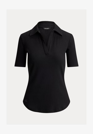 Lauren Ralph Lauren, RIB ELBOW SLEEVE POLO TEE - Polo - black