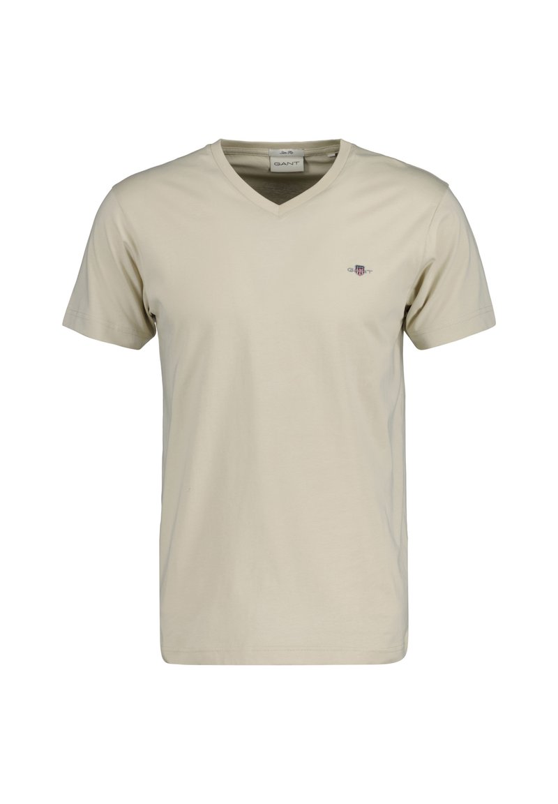 GANT SLIM SHIELD V NECK - T-shirt basic - beige