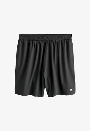 Sorte atletikshorts med en elastisk linning, lavet af glat, letvægtsstof, med en lille logo på den nederste front.