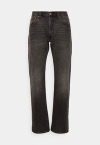 Svarta denimjeans med rak benform, med fem fickor och knappgylf. Subtil blekning och en jämn textur genom hela plagget.