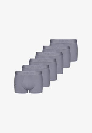 Zes paar grijze boxershorts gemaakt van zachte stof, met een aansluitende pasvorm, een tailleband met gegraveerd logo en een voorzak ontwerp.