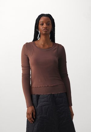 DOUBLE LAYER - Long sleeved top - chocolate/chicory coffee