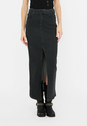 LIU JO WITH BELT - sukňa v tvare A - black denim