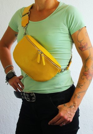 DrachenLeder Gürteltasche - gelb mehrfarbig