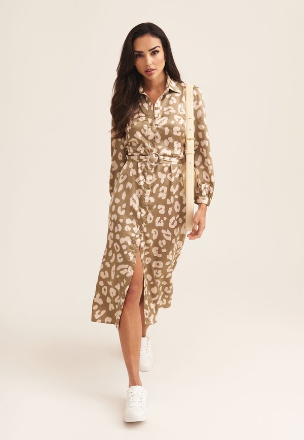 ANIMAL PRINT BELTED - Shirt dress