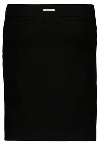 Černá bavlněná sukně se rovnou siluetou. Vyznačuje se jednoduchým pasem a žádnými viditelnými vzory ani ozdobami. Minimalistický design.