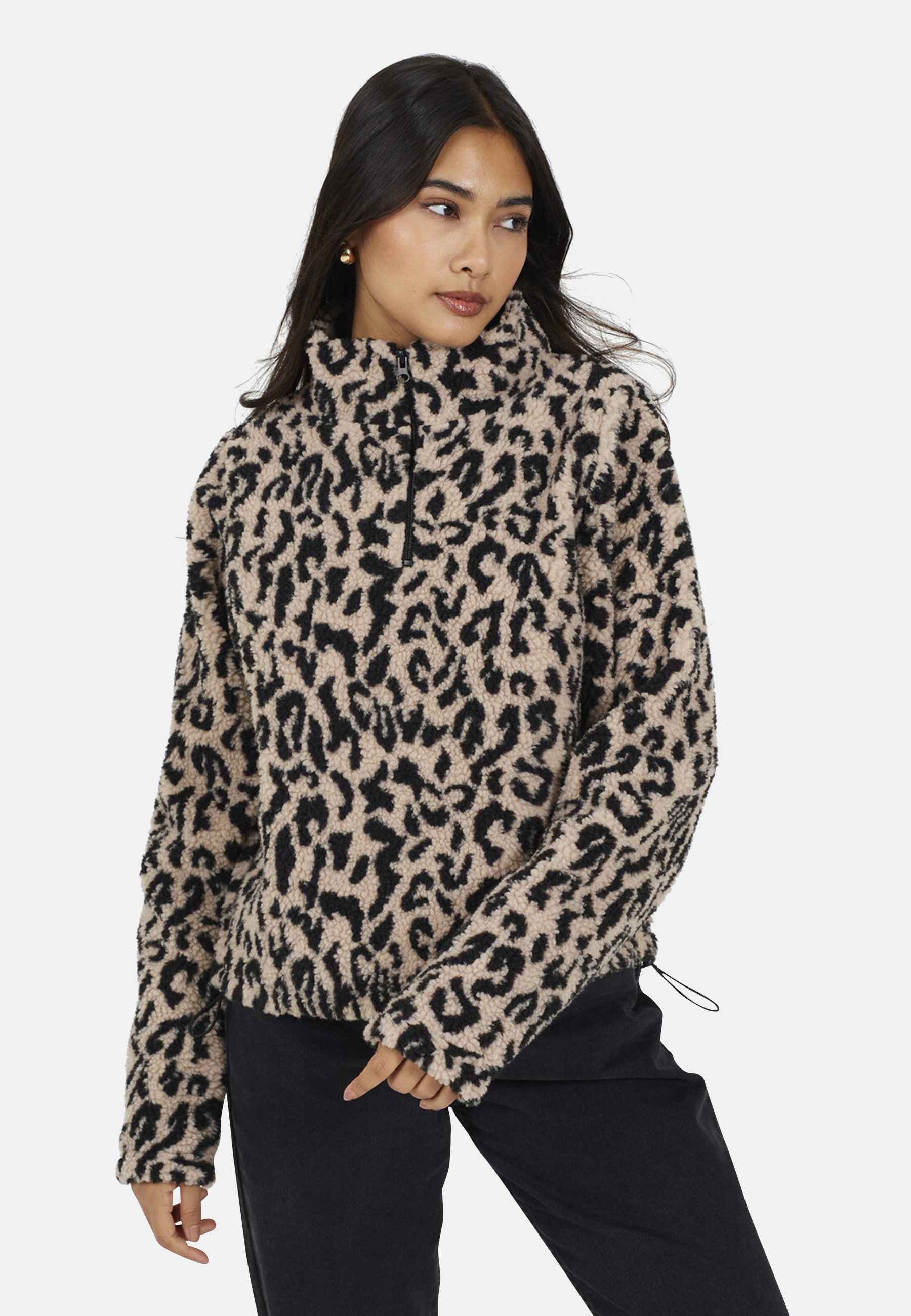 Brave Soul LEOPARD PRINT Fleecepullover tan Zalando
