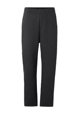 Dark gray, straight-leg sweatpants with an elastic waistband, designed for casual wear and comfort.