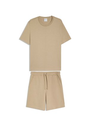 Bershka, TSHIRT+BERMUDA SHORT - SET  02257111 - Pantalon de survêtement - beige