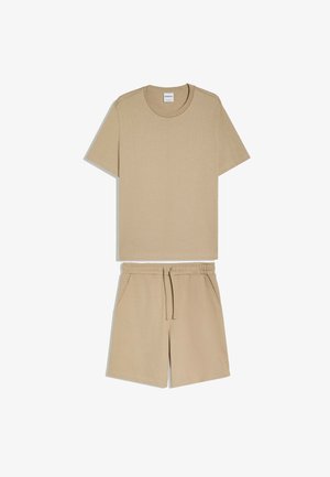 Bershka, TSHIRT+BERMUDA SHORT - SET 02257111 - Pantalon de survêtement - beige