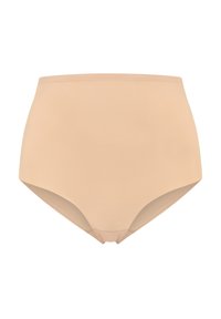 Hoge taille nude ondergoed van gladde stof. Heeft een naadloos ontwerp met een klassieke snit en geen zichtbare stiksels of versieringen.
