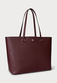 Lauren Ralph Lauren CROSSHATCH LEATHER LARGE KARLY TOTE - Shoppingveske - dark garnet