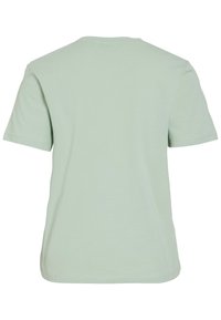 Gaiszaļš kokvilnas T-krekls ar īsām piedurknēm, klasiskas apaļas kakla izgriezuma un vienkāršas, gludas struktūras bez rakstiem vai akcentiem.