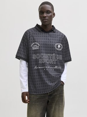 Jack & Jones JCOCREST FOOTBALL TEE COLLAR - T-shirt con stampa - phantom