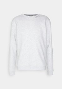 Szara bawełniana bluza z długimi rękawami, okrągłym dekoltem i ściągaczami na mankietach. Na lewym ramieniu znajduje się subtelna haftowana aplikacja "DON DUP".