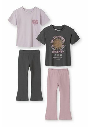 MINOTI SETS 2 PACK FLARED PANTS AND TEE - PRINT T-SHIRT - Pantalon classique - gunmetal pink