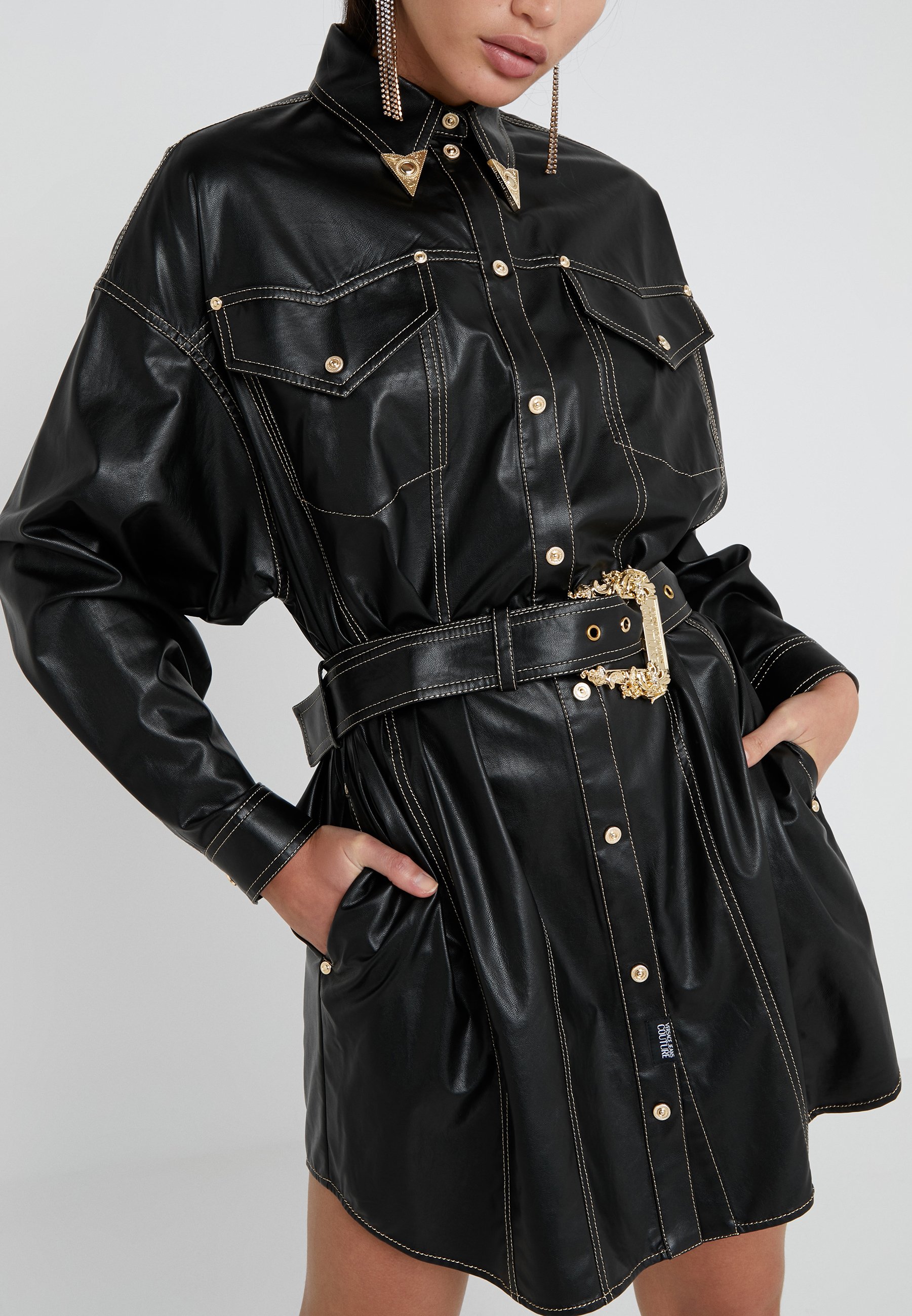 Versace Jeans Couture Skjortekjole nero Zalando.no Versace Jeans Couture Skinnjakke nero Zalando.no