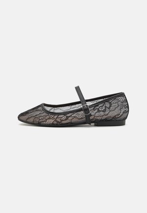JANEYY - Ankle strap ballet pumps - open black