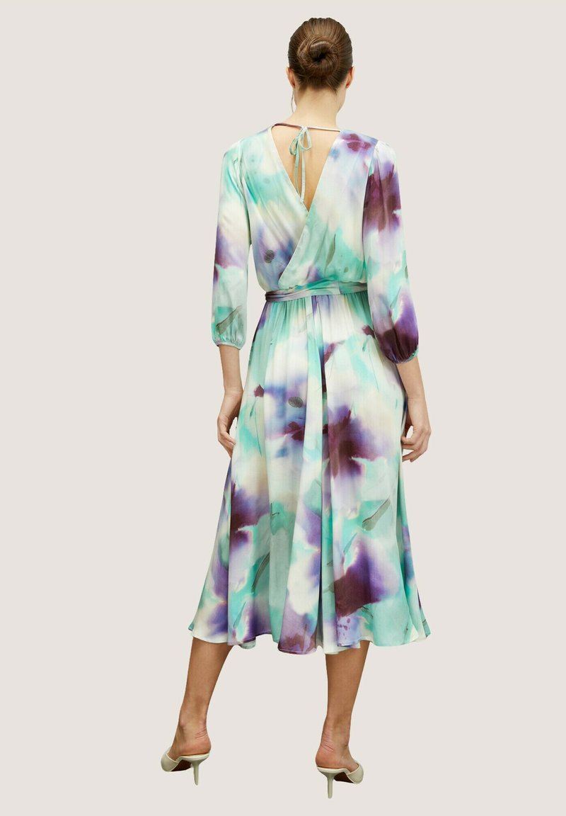 Colori Vestito Verde E Viola Motivi FANTASIA ASTRATTA Vestito