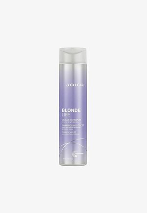 Joico Blonde Life Violet Shampoo-flaske med sølv- og violet gradient, mærket til køligt, lyst blondt hår, størrelse 300 ml.