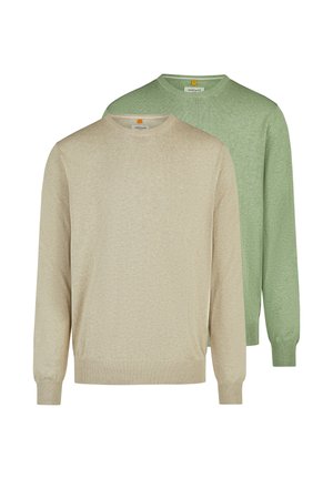 2 PACK - Striktrøje - beige/hellgrün
