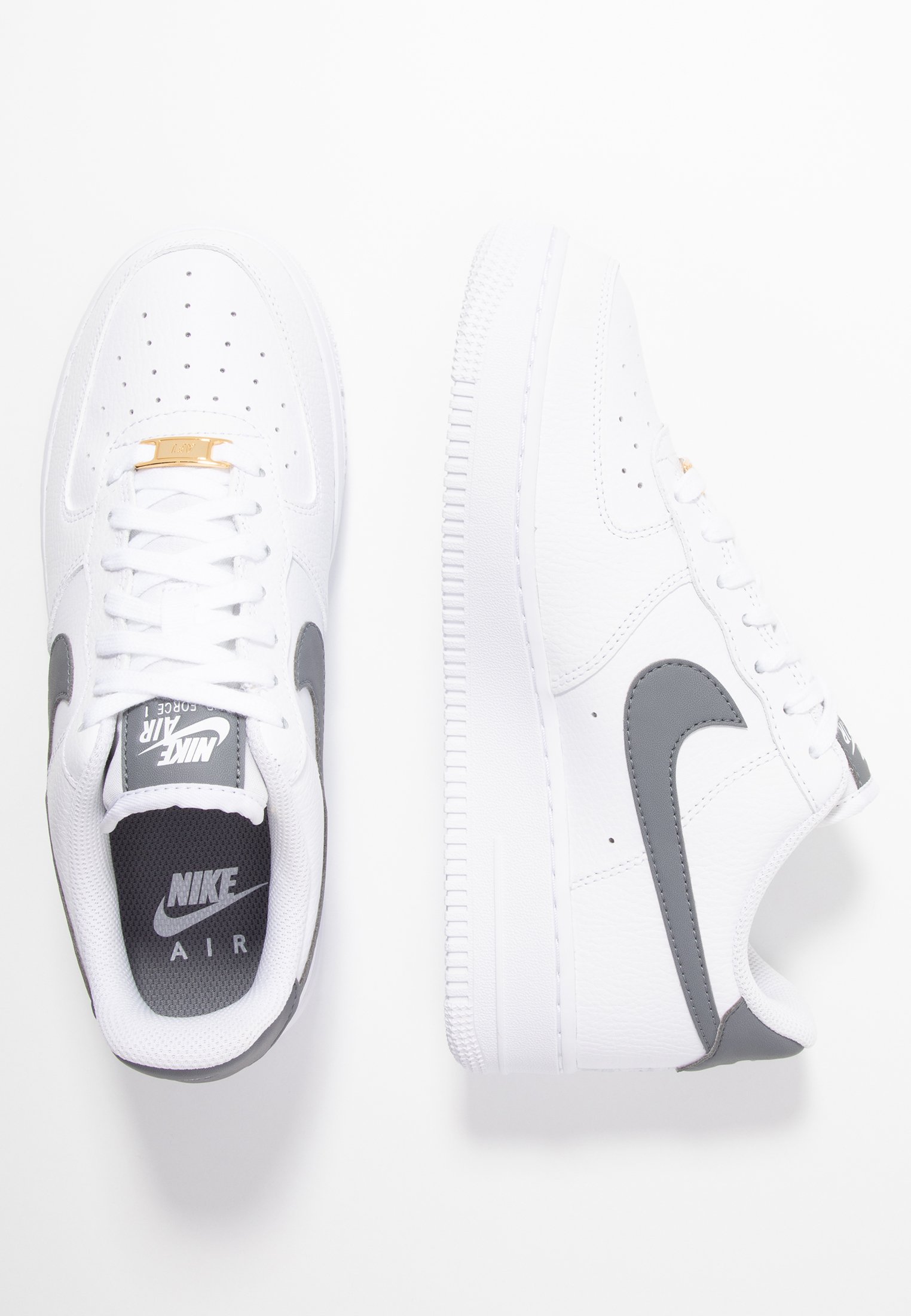 nike air force 1 07 trainers white cool grey metallic gold