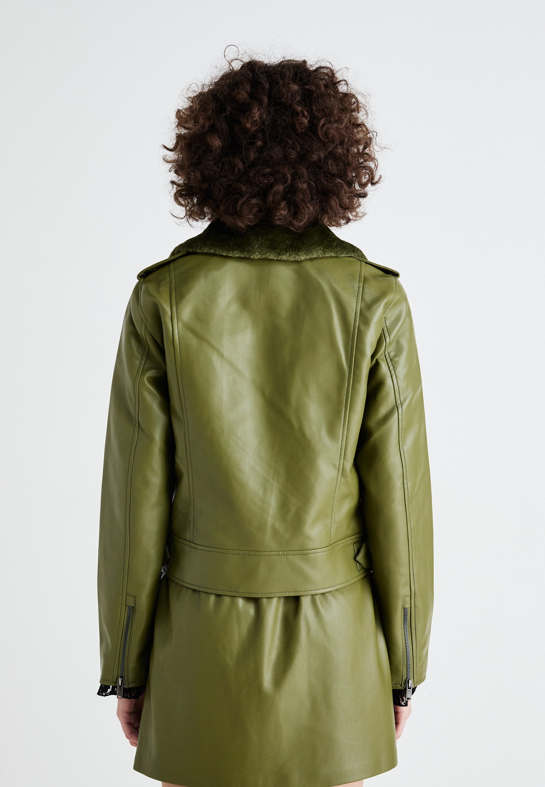 ONLY ONLVILHELMA BIKER - Faux leather jacket - winter moss/khaki ONLY ONLVILHELMA BIKER - Faux leather jacket - winter moss/khaki