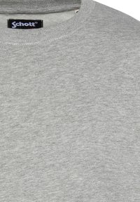Grau sweatshirt mit rundem Ausschnitt, aus weichem Stoff gefertigt. Verfügt über eine dezente Textur und ein kleines schwarzes Schott-Logoetikett am Kragen.