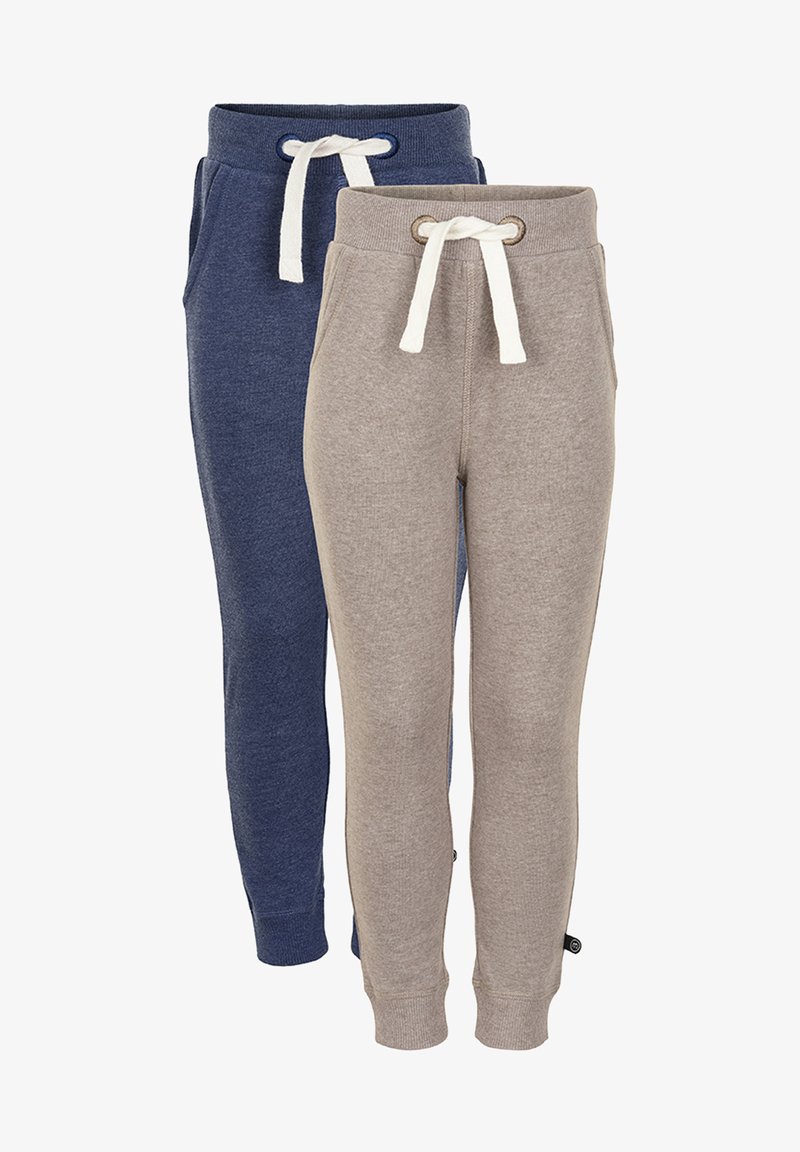 Joggingbroeken van katoenmix in marineblauw en lichtgrijs met een elastische tailleband, trekkoorden, zijzakken en aansluitende enkels.