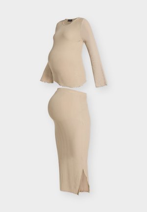 SET WITH SKIRTS LONG SLEEVE TOP WITH BELL SLEEVE - Jupe crayon - simply taupe