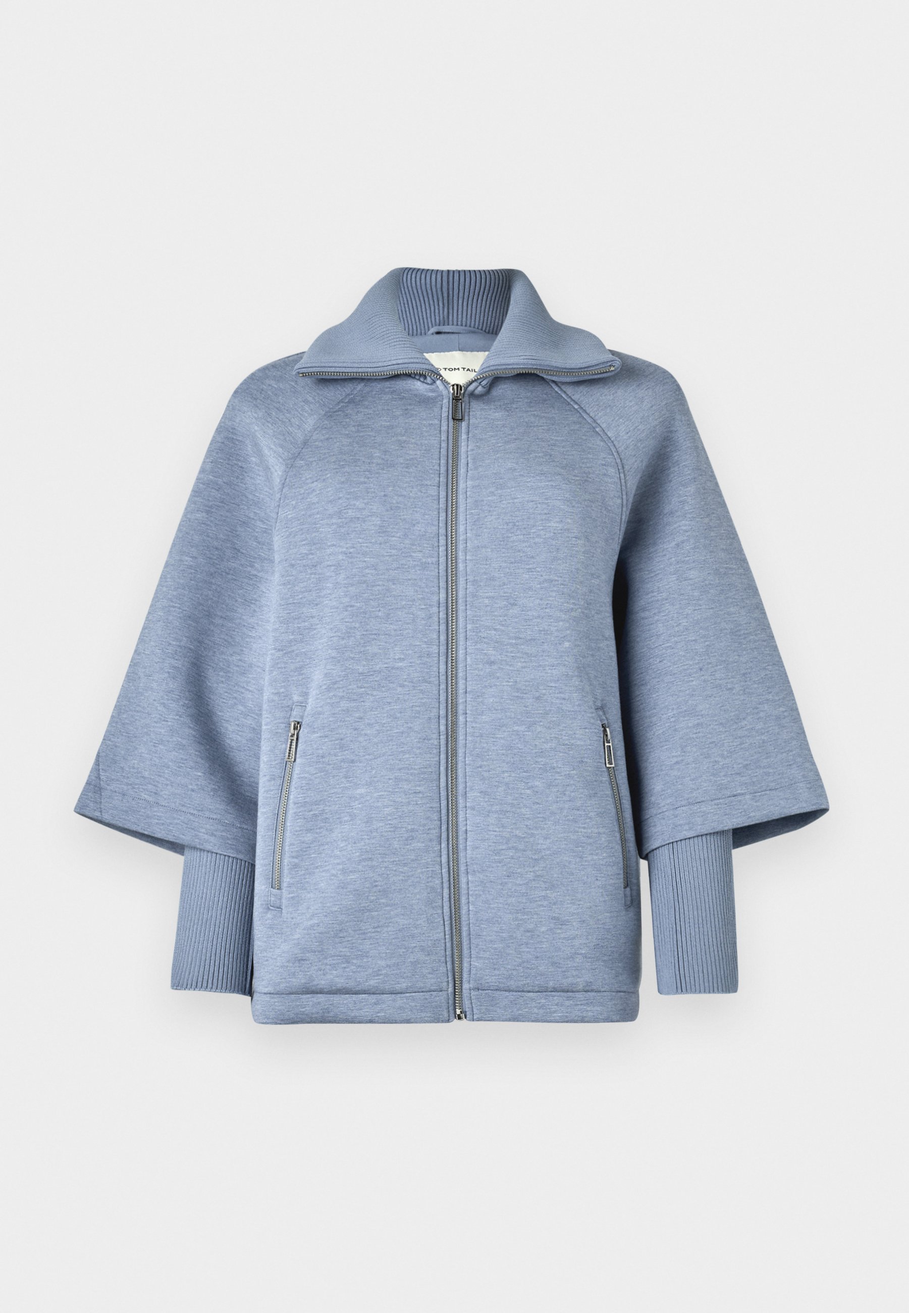 TOM TAILOR Damen Cape Jacke – Mit Reißverschluss, Seitlichen Taschen, Aus Polyester/Wolle, Regular Fit